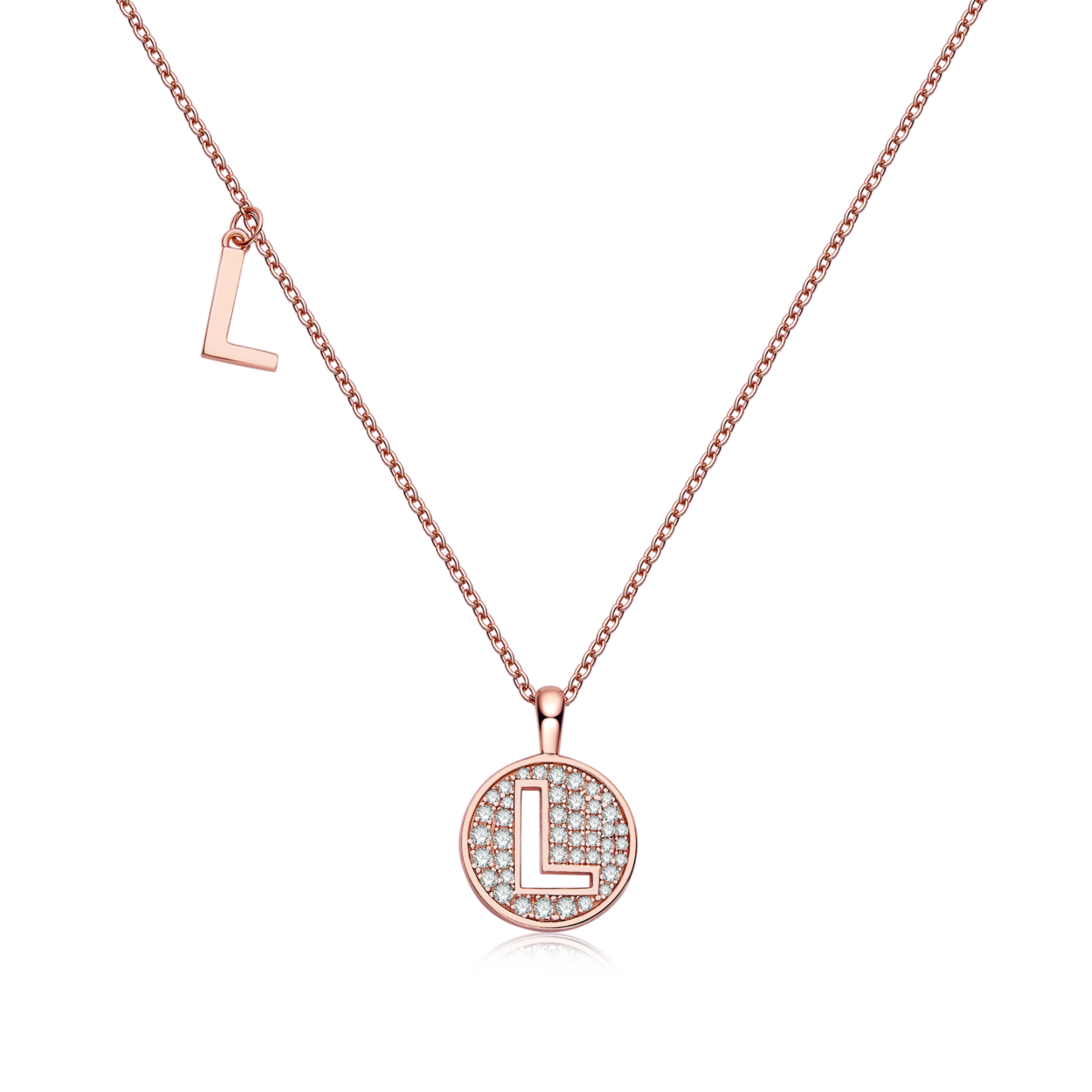 L pendant S925 silver plated rose gold Moissanite light luxury letter necklace